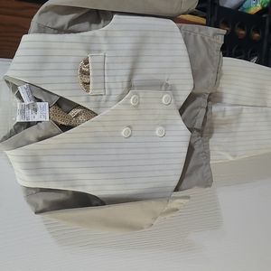 18 mo. Boys suit, cream, pinstripe